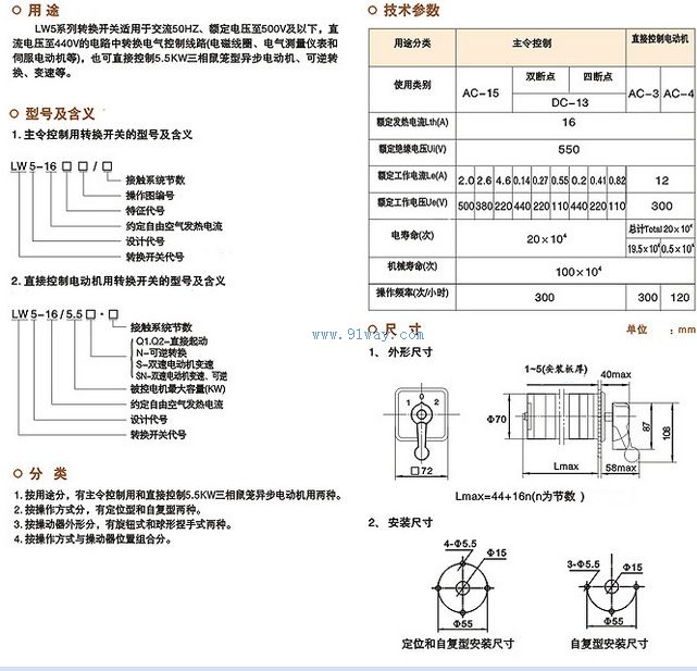 lw1516yh22万能转换开关