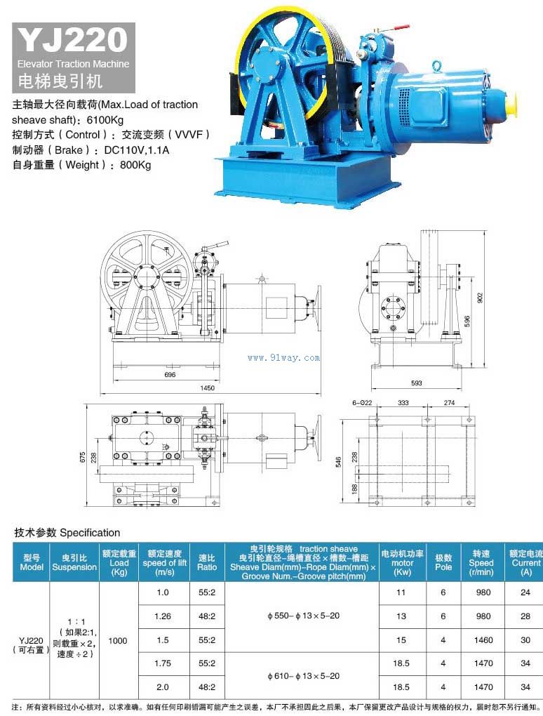 yj220交流变频曳引机