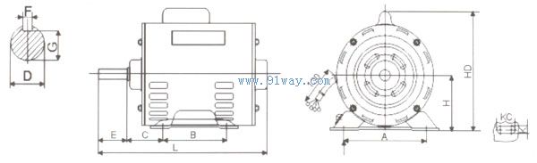 Installation dimensions of ZJ series steel plate shell electric motor