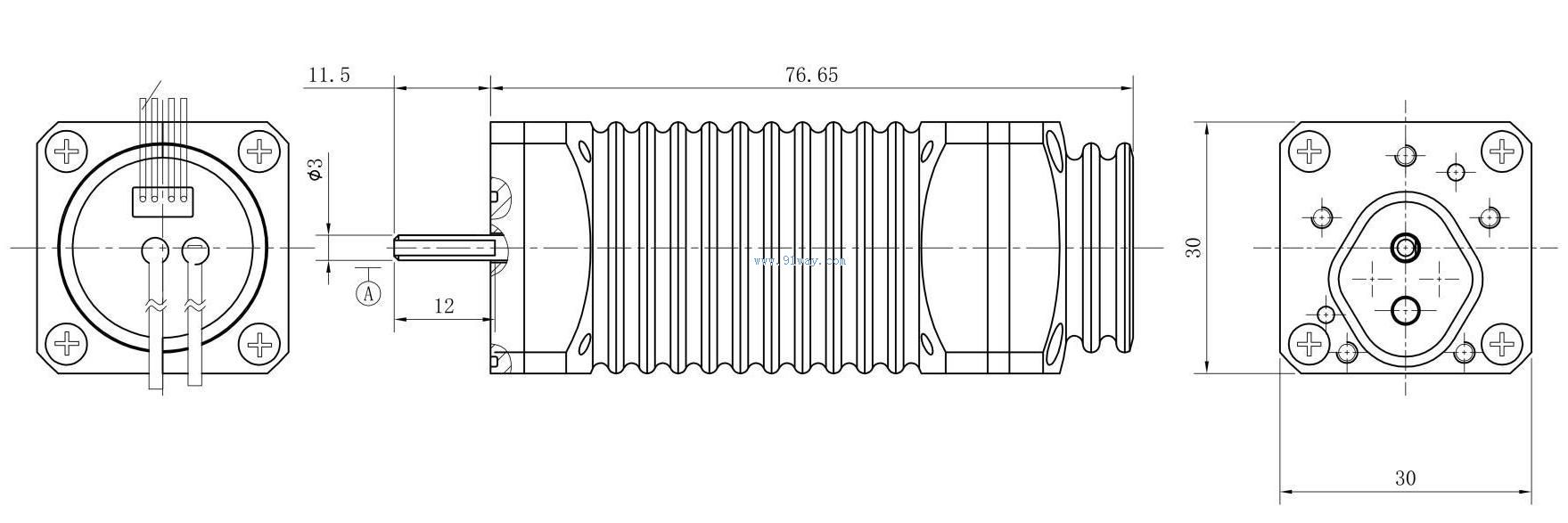 30ZWS002 brushless DC motor installation dimensions