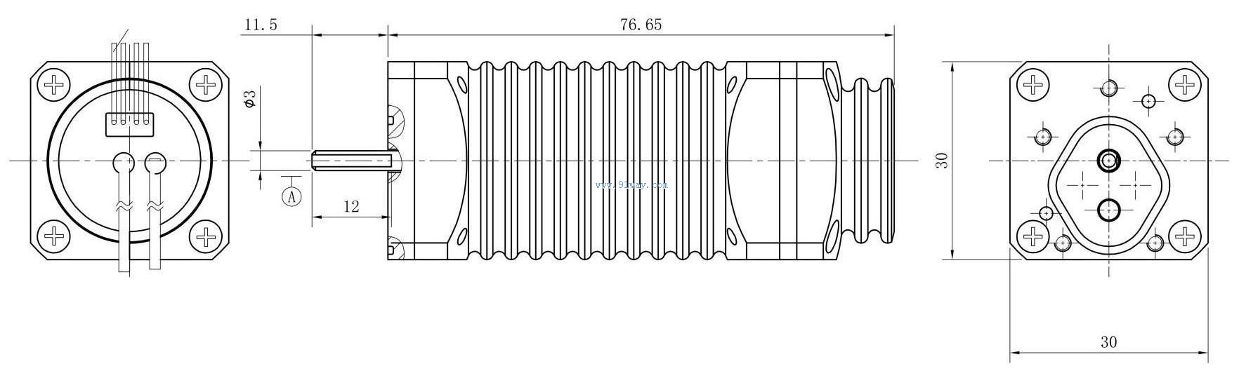 Installation dimensions of 38ZWS01 DC permanent magnet brushless motor