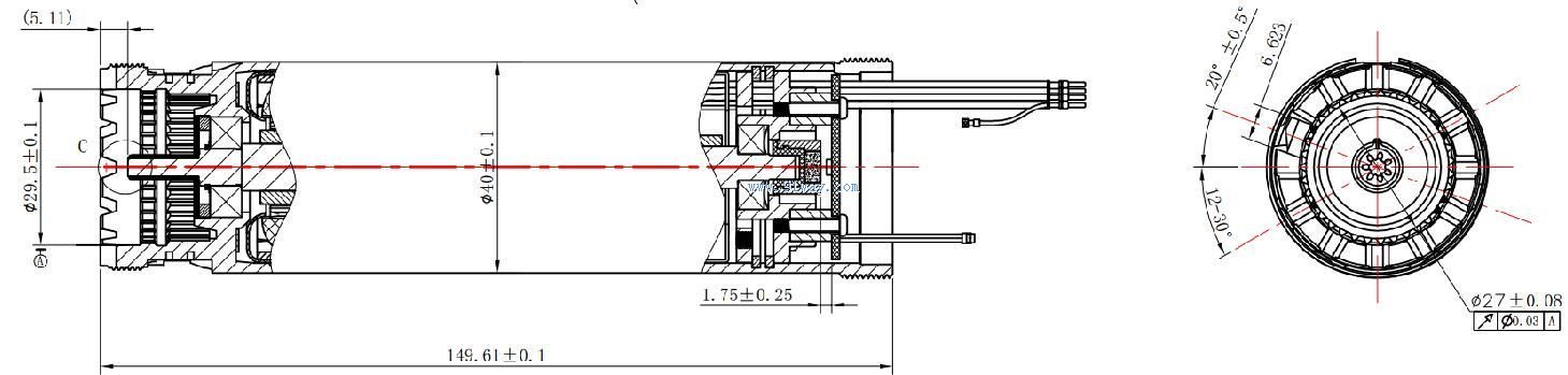 Installation dimensions of 40ZWS04 DC permanent magnet brushless motor