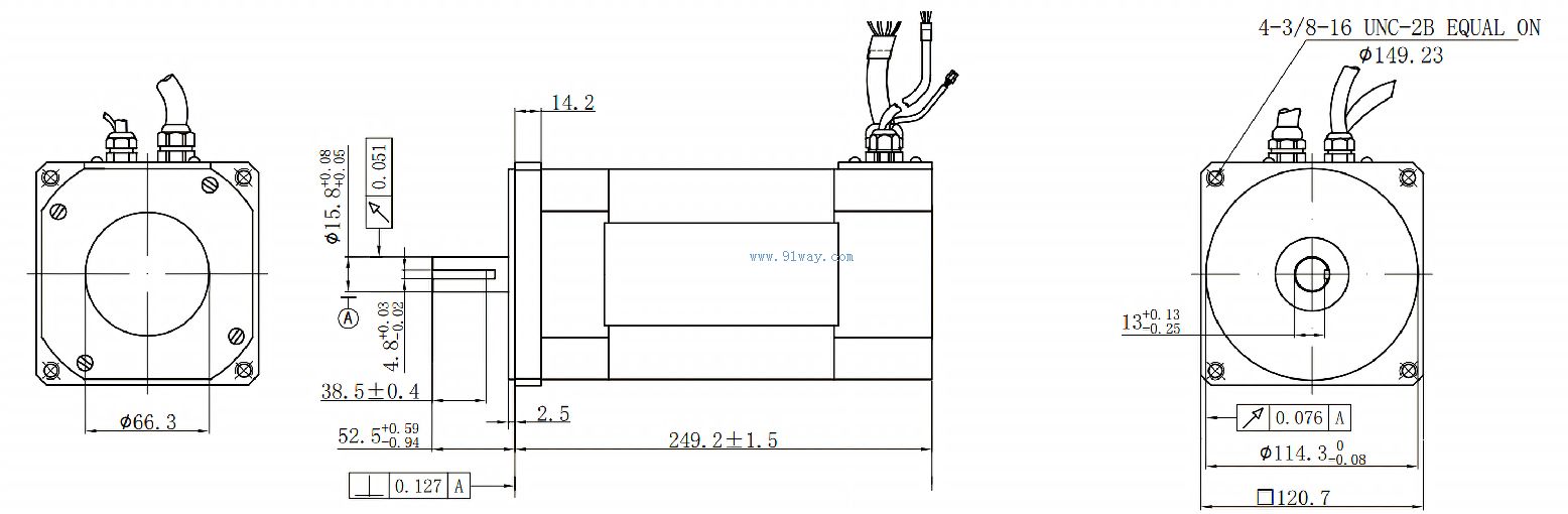 Installation dimensions of 120ZWS12 DC permanent magnet brushless motor