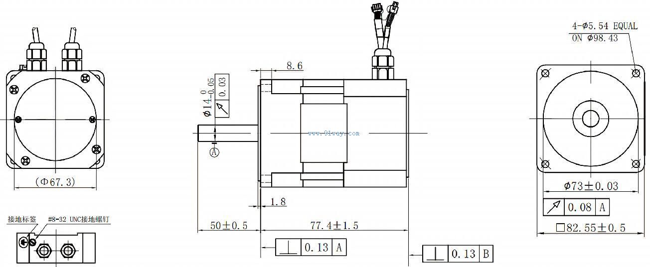 Installation dimensions of 83ZWS01-02 DC permanent magnet brushless motor