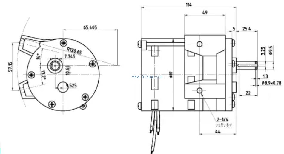 Installation dimensions of YYCJ-8502 single-phase capacitor motor