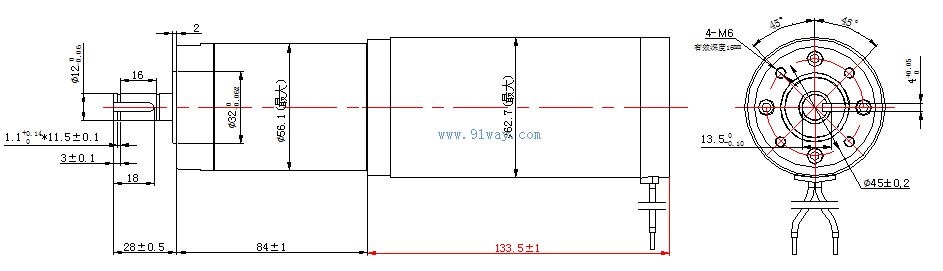 62ZYJ102��ֱ����ˢ���ٵ����װ�ߴ�