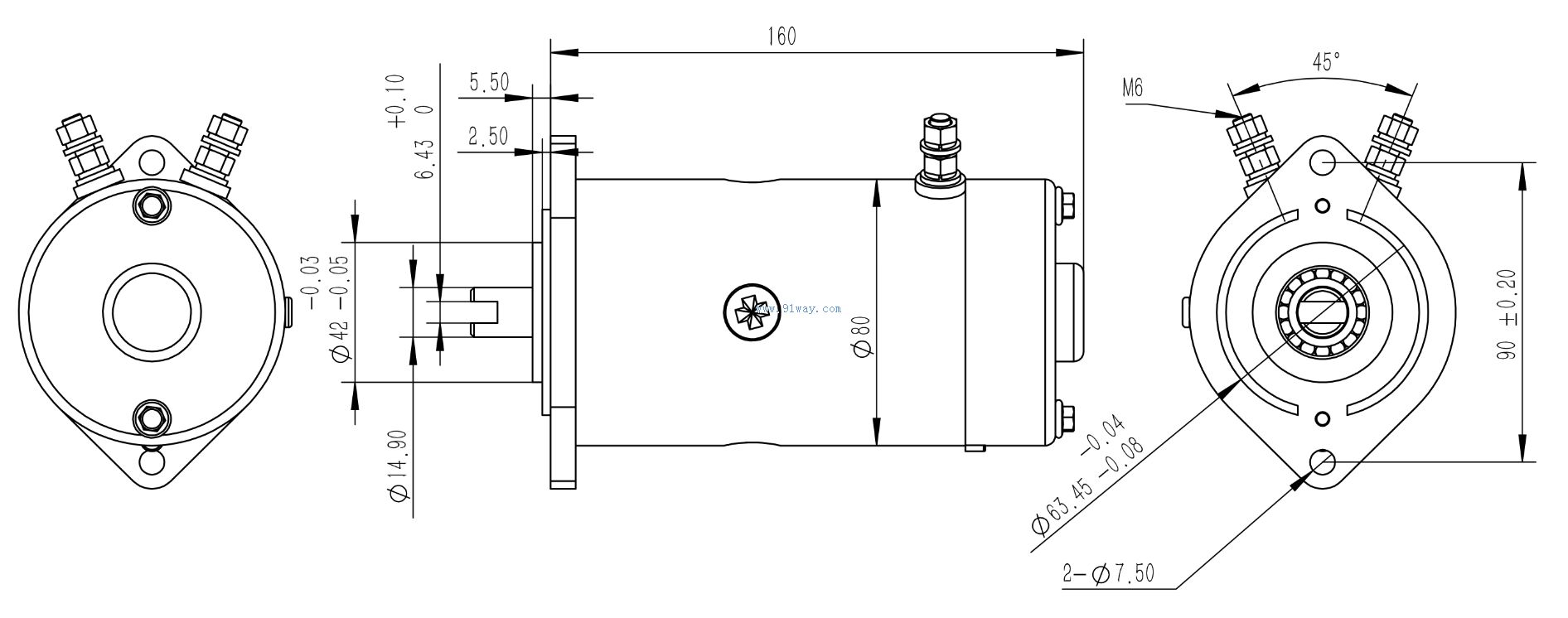D108D1, D208D1 DC traction motor installation dimensions