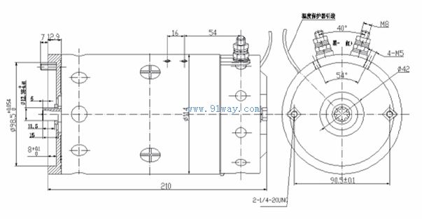 Installation dimensions of ZD1230.1F DC traction motor