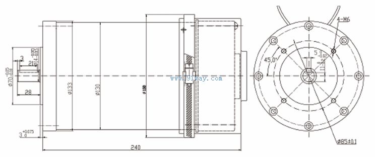 Installation dimensions of ZDY2108 DC traction motor