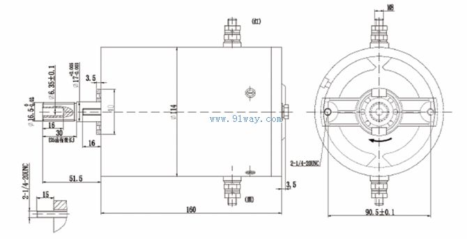 Installation dimensions of ZDY2426 and ZDY1238 DC traction motors