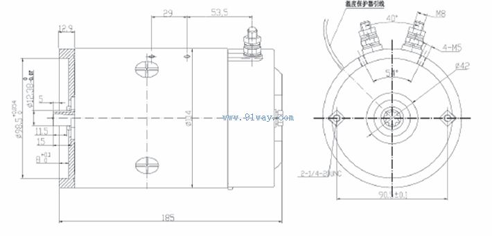 Installation dimensions of BZD64 DC traction motor
