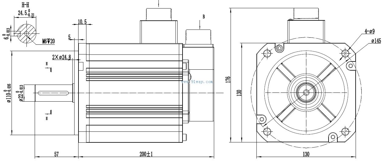 Installation dimensions of WM130ST-M14315GYA5 AC servo motor