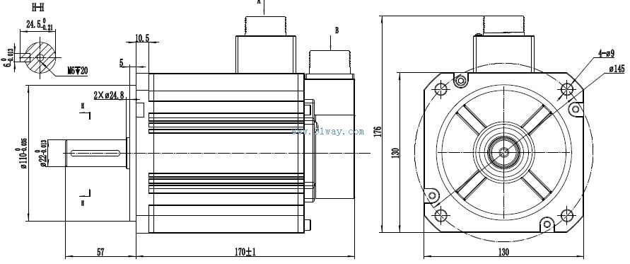 Installation dimensions of WM130ST-M11515HYA5 AC servo motor