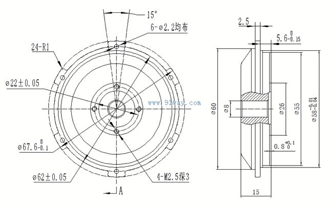Installation dimensions of 58LYX01 DC brushed torque motor