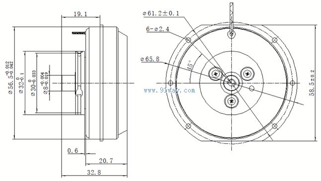 Installation dimensions of 53LYX002 DC brushed torque motor