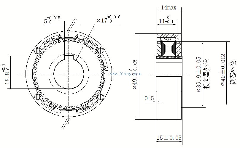 Installation dimensions of 49LYX01 DC brushed torque motor
